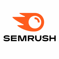 Orange emblem with bold SEMRUSH logo